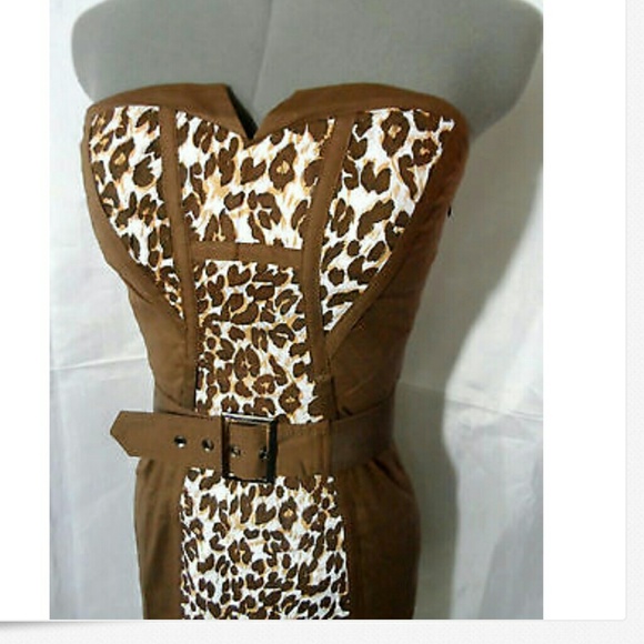 Nwt NARANKA Leopard print Bodycon Dress Blue Brown Costume Halloween - Picture 3 of 7